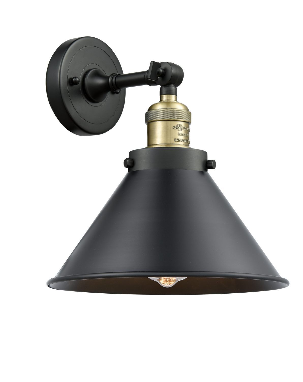 One Light Wall Sconce by Innovations - Franklin Restoration Collection, Black Antique Brass Finish - 203-BAB-M10-BK