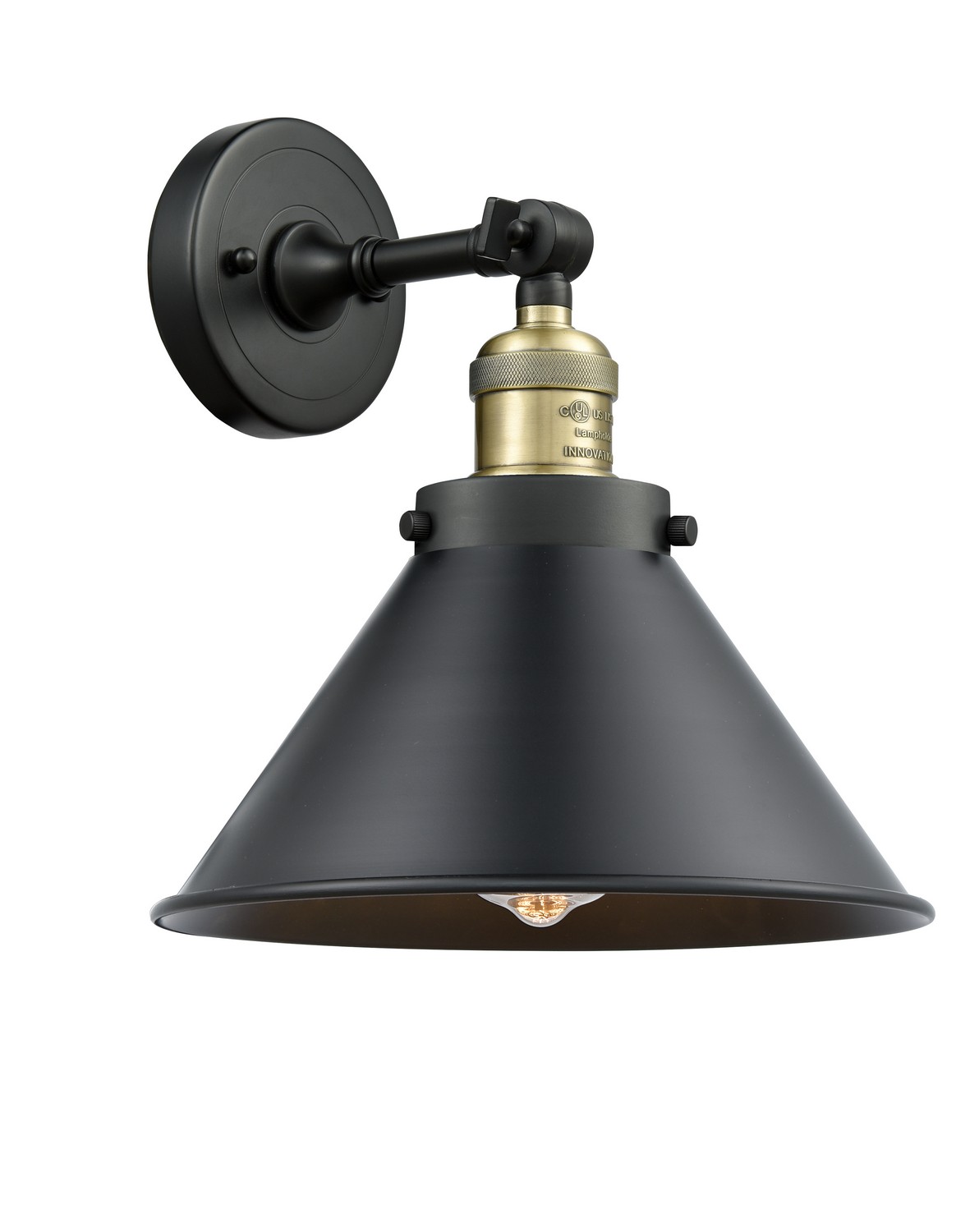 LED Wall Sconce by Innovations - Franklin Restoration Collection, Black Antique Brass Finish - 203-BAB-M10-BK-LED