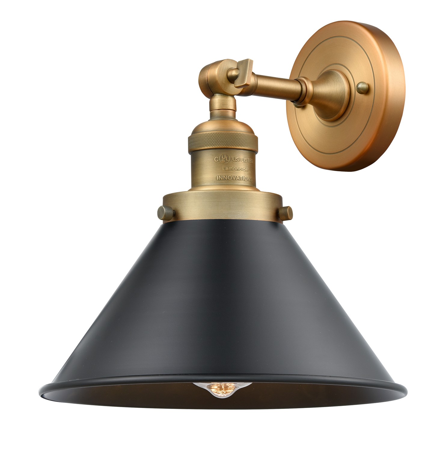 LED Wall Sconce by Innovations - Franklin Restoration Collection, Brushed Brass Finish - 203-BB-M10-BK-LED