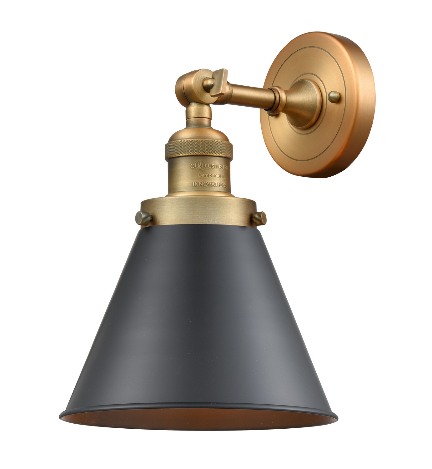 LED Wall Sconce by Innovations - Franklin Restoration Collection, Brushed Brass Finish - 203-BB-M13-BK-LED