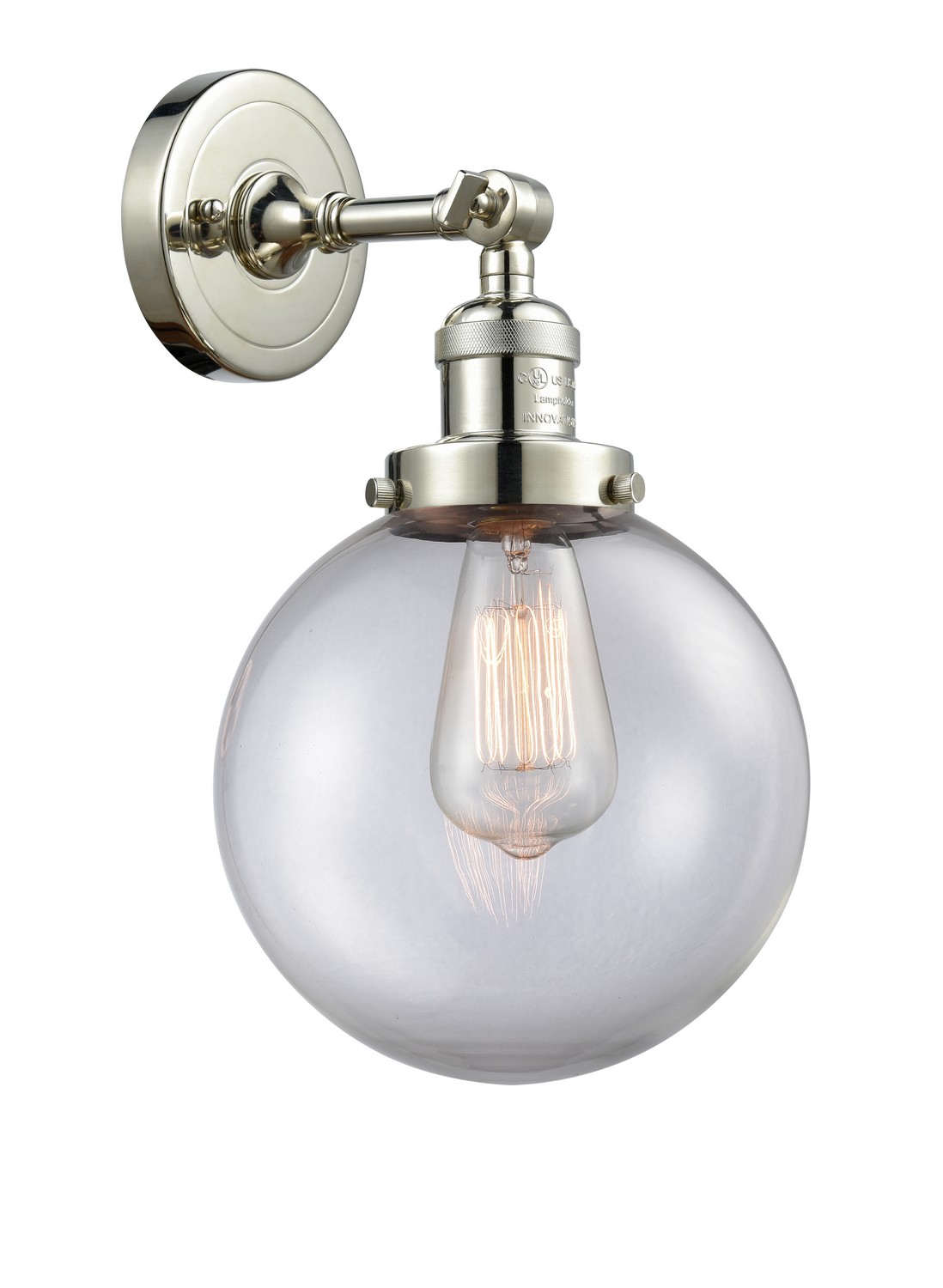 LED Wall Sconce by Innovations - Franklin Restoration Collection, Polished Nickel Finish - 203-PN-G202-8-LED