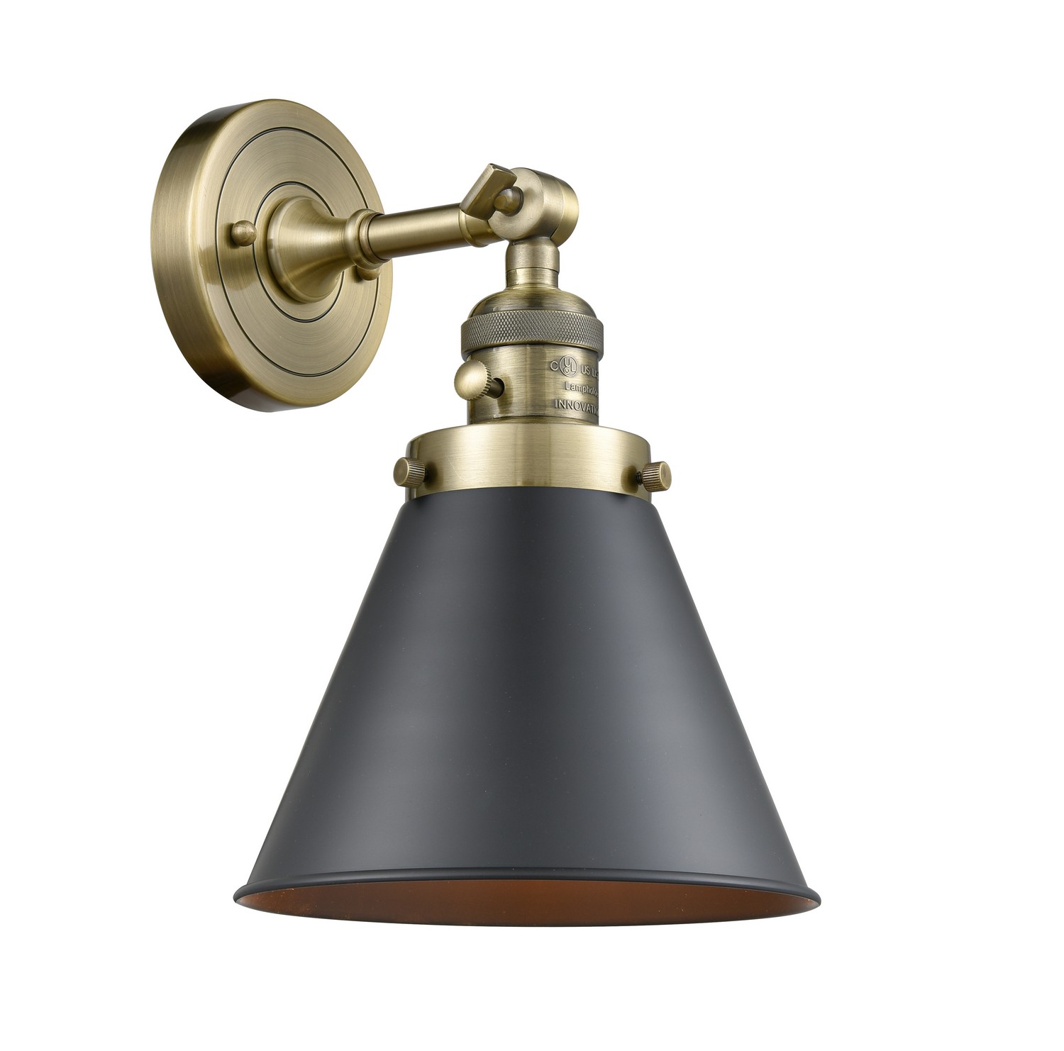 LED Wall Sconce by Innovations - Franklin Restoration Collection, Antique Brass Finish - 203SW-AB-M13-BK-LED