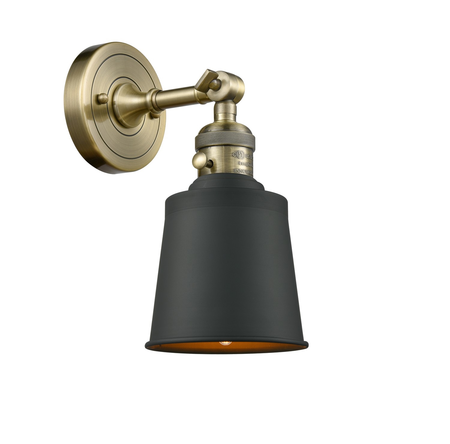LED Wall Sconce by Innovations - Franklin Restoration Collection, Antique Brass Finish - 203SW-AB-M9-BK-LED