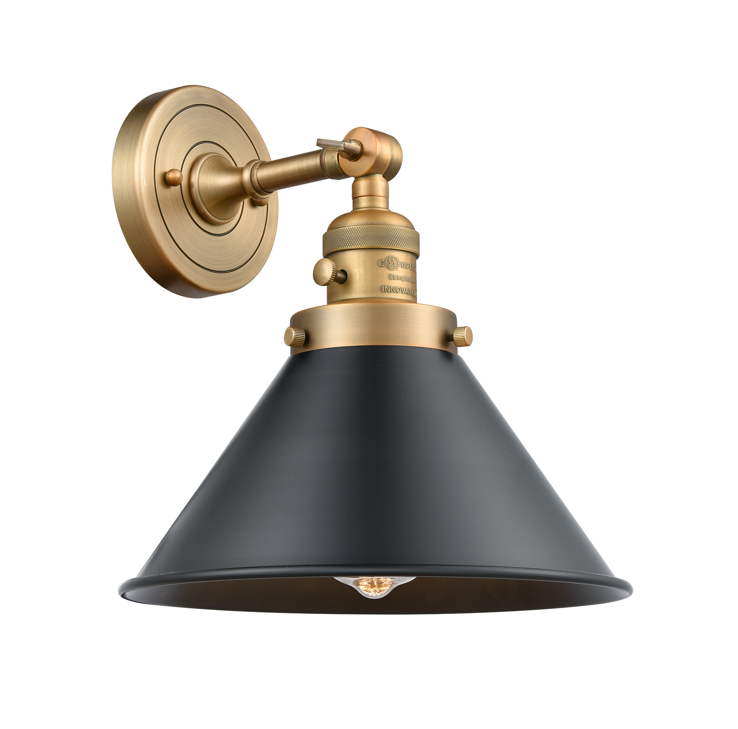 One Light Wall Sconce by Innovations - Franklin Restoration Collection, Brushed Brass Finish - 203SW-BB-M10-BK