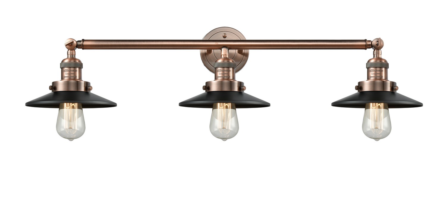 Three Light Bath Vanity by Innovations - Franklin Restoration Collection, Antique Copper Finish - 205-AC-M6