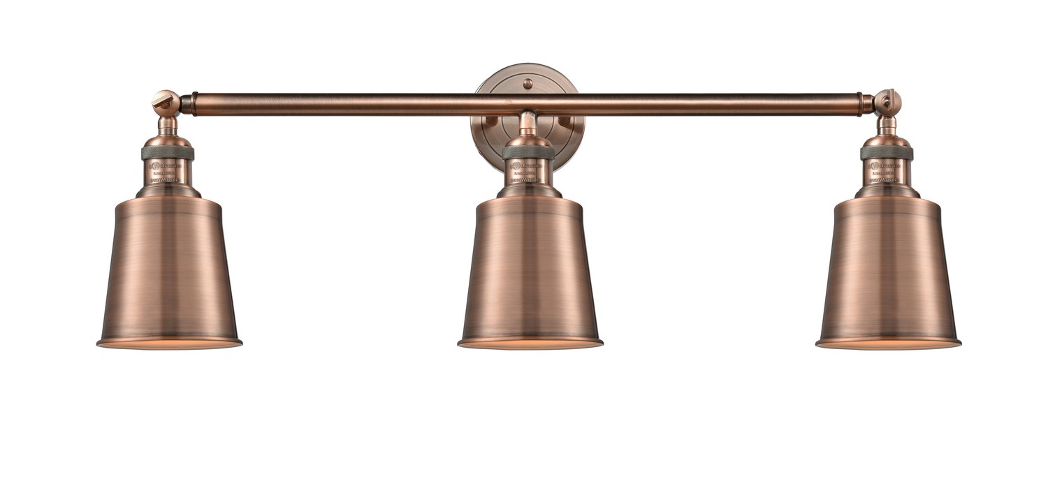 Three Light Bath Vanity by Innovations - Franklin Restoration Collection, Antique Copper Finish - 205-AC-M9-AC