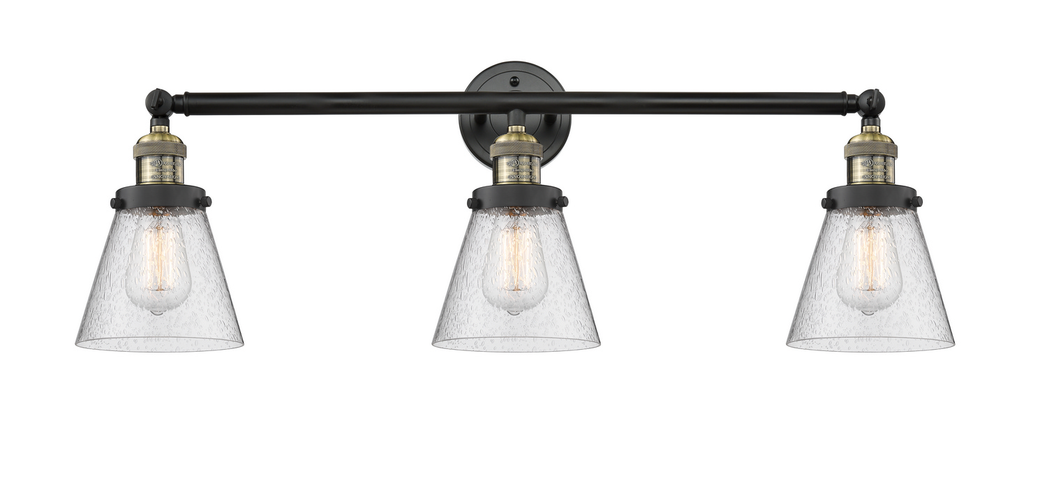 Three Light Bath Vanity by Innovations - Franklin Restoration Collection, Black Antique Brass Finish - 205-BAB-G64