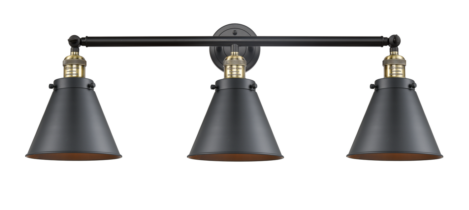 Three Light Bath Vanity by Innovations - Franklin Restoration Collection, Black Antique Brass Finish - 205-BAB-M13-BK