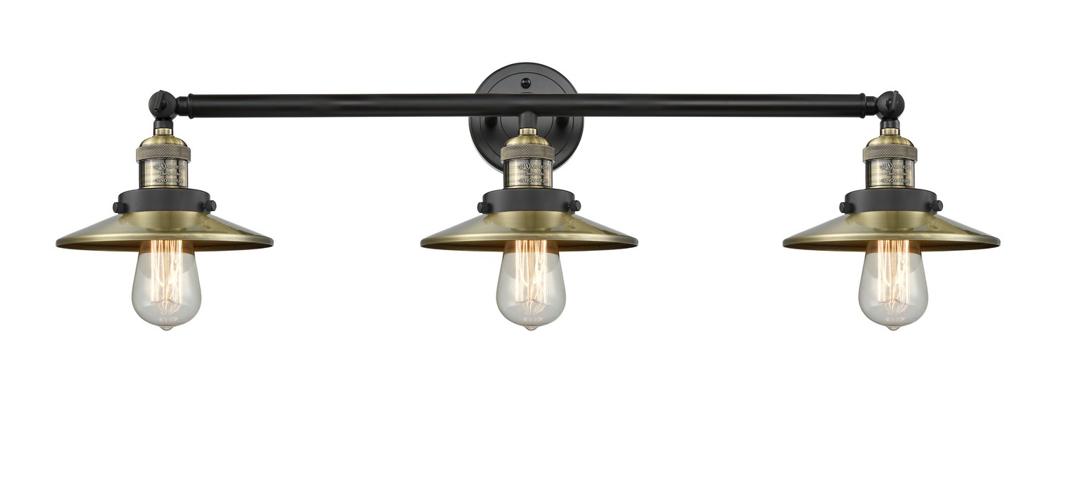 Three Light Bath Vanity by Innovations - Franklin Restoration Collection, Black Antique Brass Finish - 205-BAB-M4