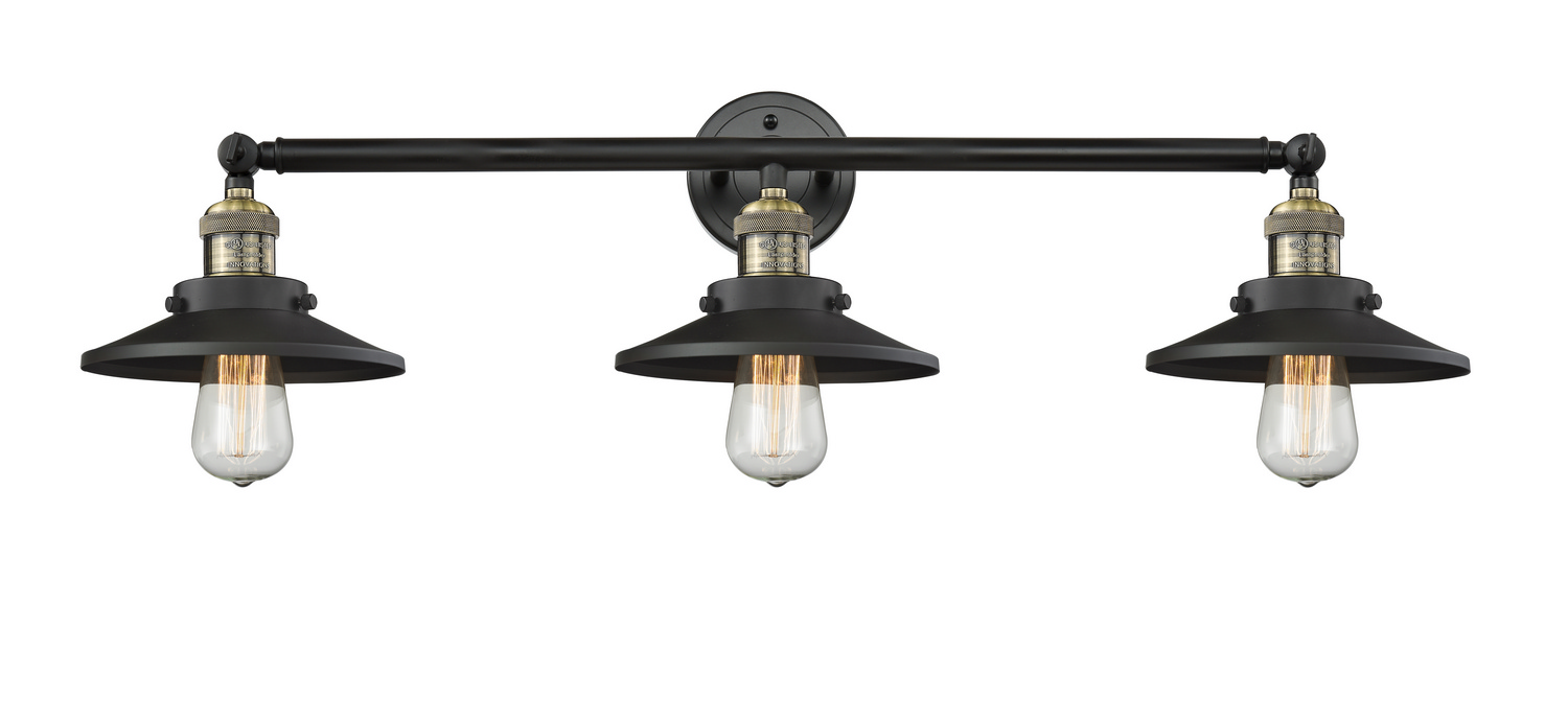 Three Light Bath Vanity by Innovations - Franklin Restoration Collection, Black Antique Brass Finish - 205-BAB-M6