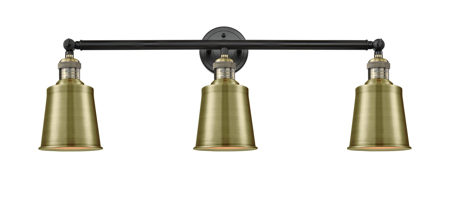 Three Light Bath Vanity by Innovations - Franklin Restoration Collection, Black Antique Brass Finish - 205-BAB-M9-AB