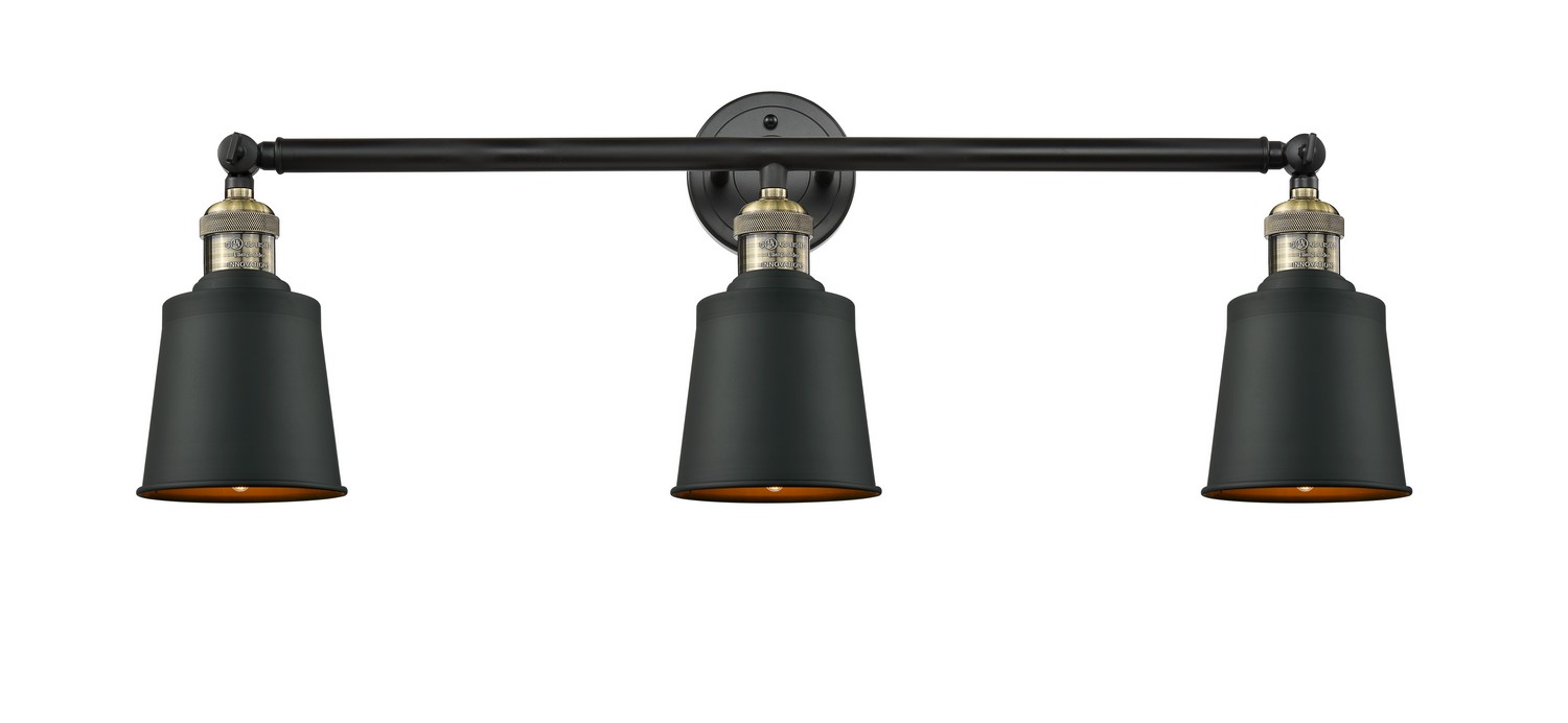 Three Light Bath Vanity by Innovations - Franklin Restoration Collection, Black Antique Brass Finish - 205-BAB-M9-BK