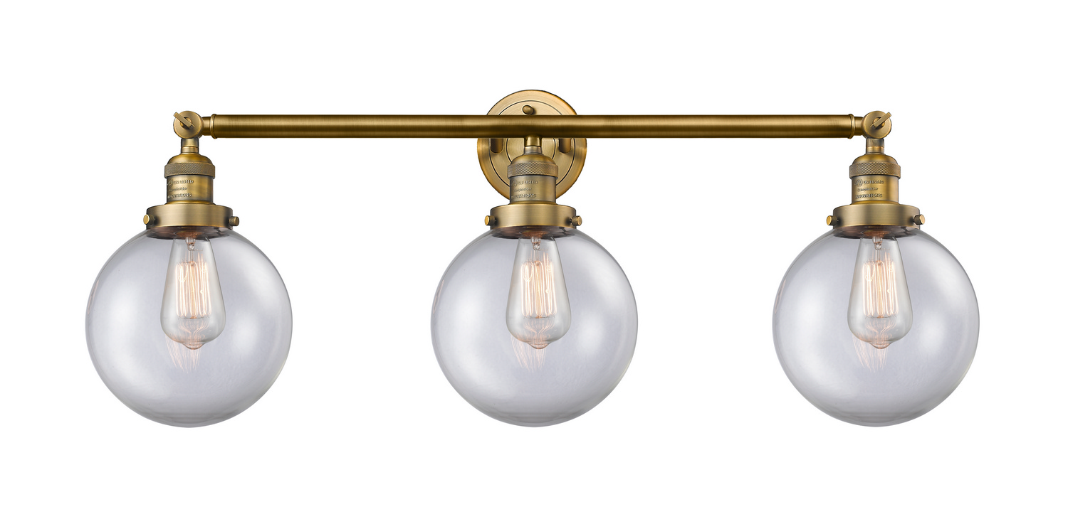 Three Light Bath Vanity by Innovations - Franklin Restoration Collection, Brushed Brass Finish - 205-BB-G202-8