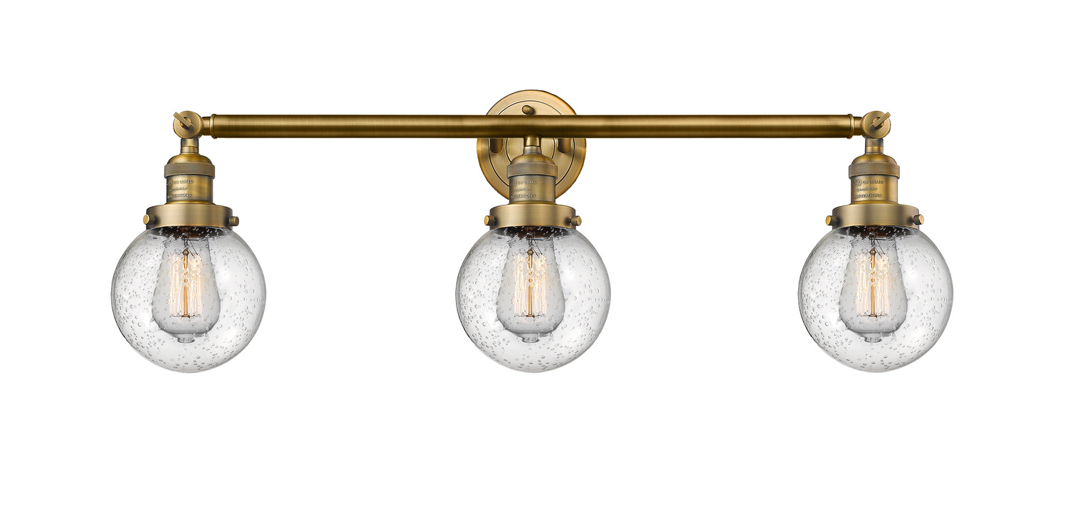 Three Light Bath Vanity by Innovations - Franklin Restoration Collection, Brushed Brass Finish - 205-BB-G204-6