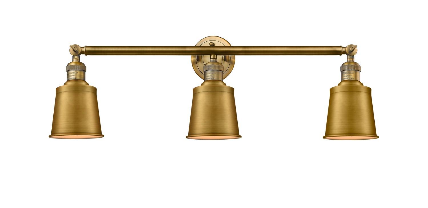 Three Light Bath Vanity by Innovations - Franklin Restoration Collection, Brushed Brass Finish - 205-BB-M9-BB