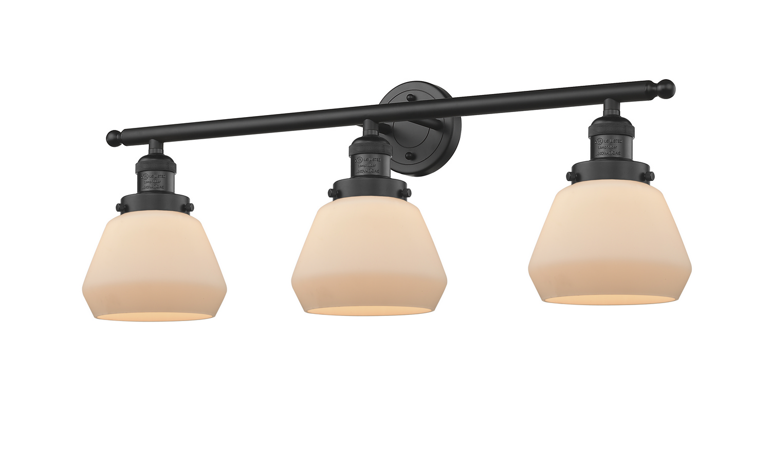 Three Light Bath Vanity by Innovations - Franklin Restoration Collection, Matte Black Finish - 205-BK-G171