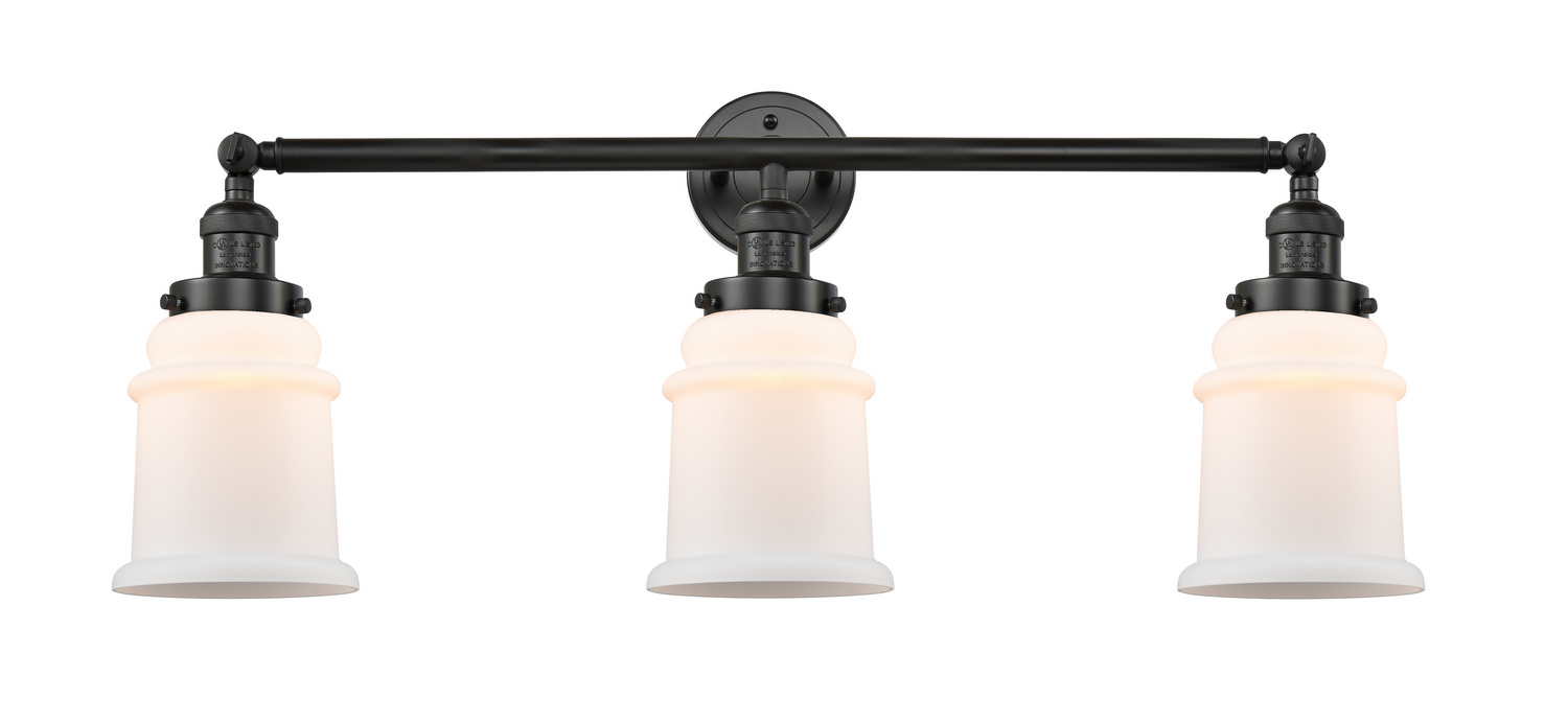Three Light Bath Vanity by Innovations - Franklin Restoration Collection, Matte Black Finish - 205-BK-G181