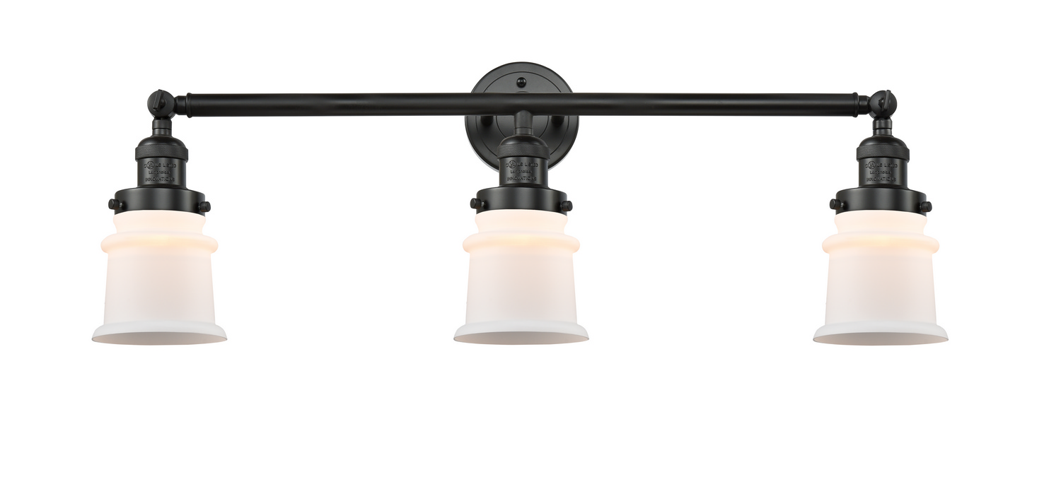 Three Light Bath Vanity by Innovations - Franklin Restoration Collection, Matte Black Finish - 205-BK-G181S