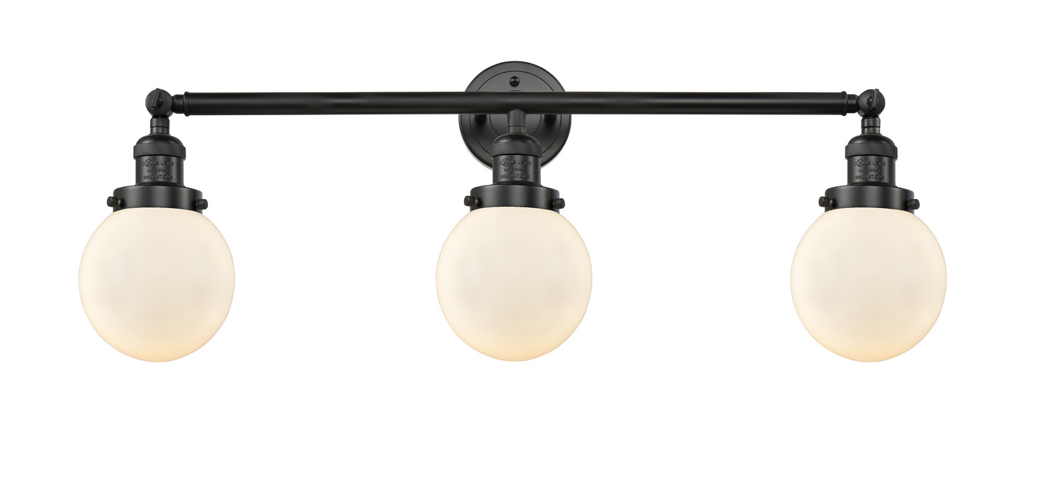 Three Light Bath Vanity by Innovations - Franklin Restoration Collection, Matte Black Finish - 205-BK-G201-6