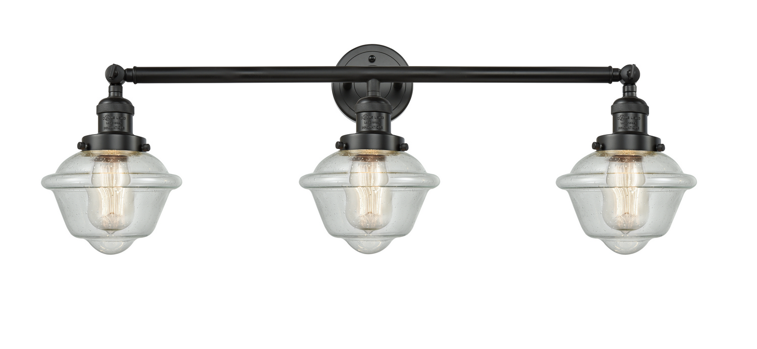 Three Light Bath Vanity by Innovations - Franklin Restoration Collection, Matte Black Finish - 205-BK-G534