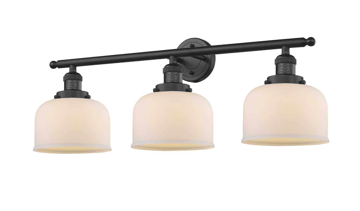 Three Light Bath Vanity by Innovations - Franklin Restoration Collection, Matte Black Finish - 205-BK-G71