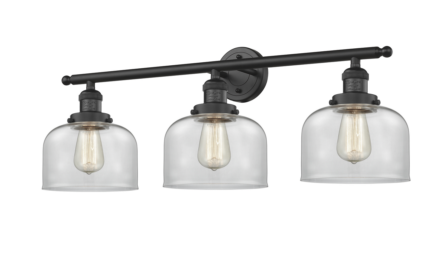 Three Light Bath Vanity by Innovations - Franklin Restoration Collection, Matte Black Finish - 205-BK-G72