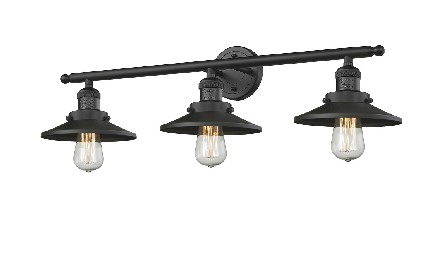 Three Light Bath Vanity by Innovations - Franklin Restoration Collection, Matte Black Finish - 205-BK-M6