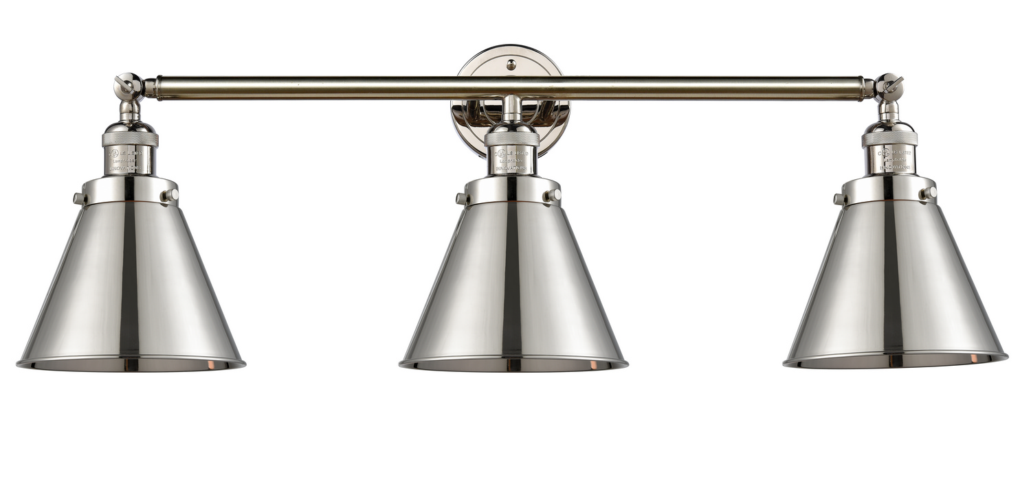 Three Light Bath Vanity by Innovations - Franklin Restoration Collection, Polished Nickel Finish - 205-PN-M13-PN