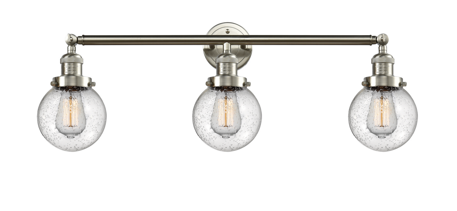 Three Light Bath Vanity by Innovations - Franklin Restoration Collection, Brushed Satin Nickel Finish - 205-SN-G204-6