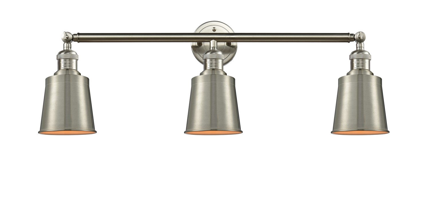 Three Light Bath Vanity by Innovations - Franklin Restoration Collection, Brushed Satin Nickel Finish - 205-SN-M9-SN
