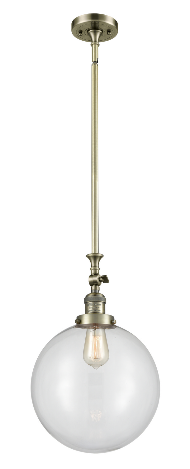 One Light Mini Pendant by Innovations - Franklin Restoration Collection, Antique Brass Finish - 206-AB-G202-12
