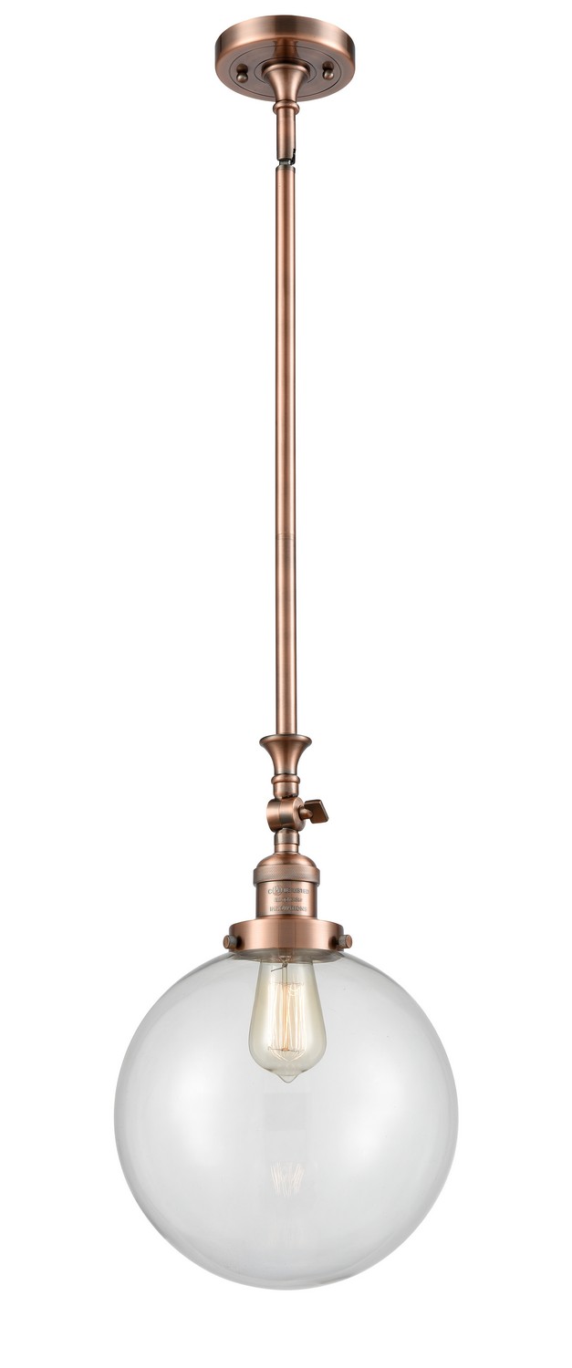 LED Mini Pendant by Innovations - Franklin Restoration Collection, Antique Copper Finish - 206-AC-G202-10-LED