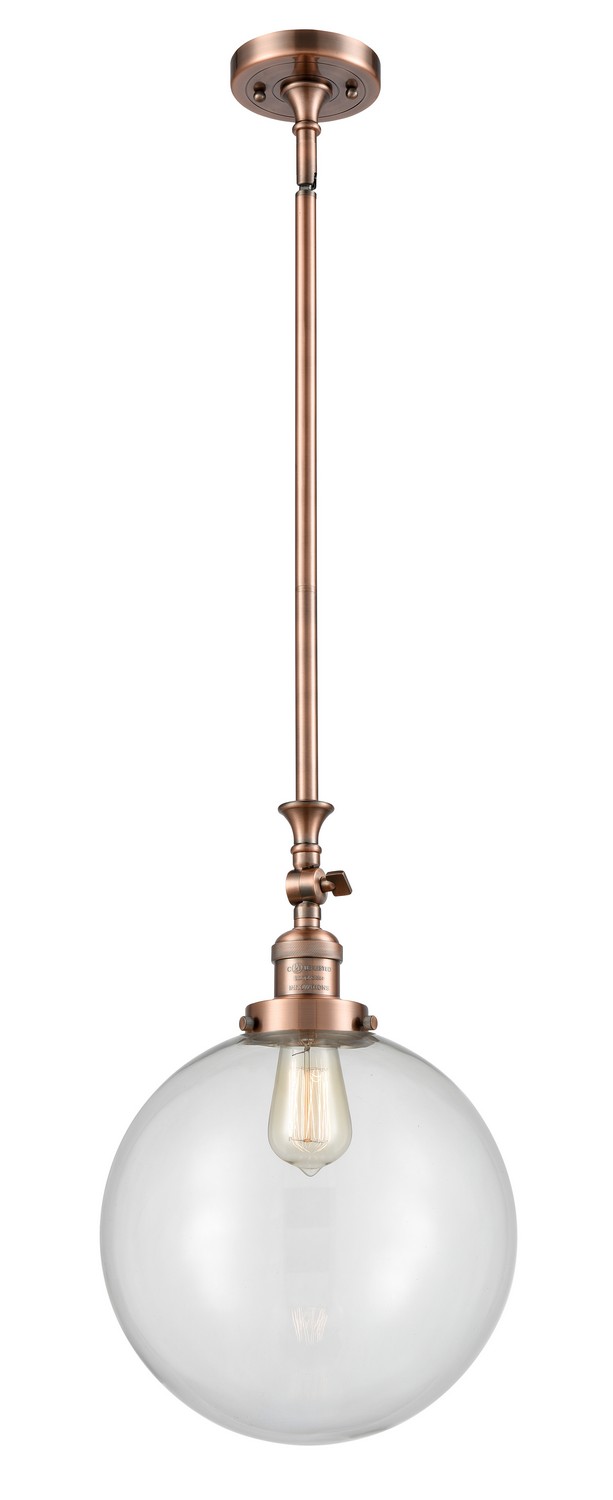 LED Mini Pendant by Innovations - Franklin Restoration Collection, Antique Copper Finish - 206-AC-G202-12-LED
