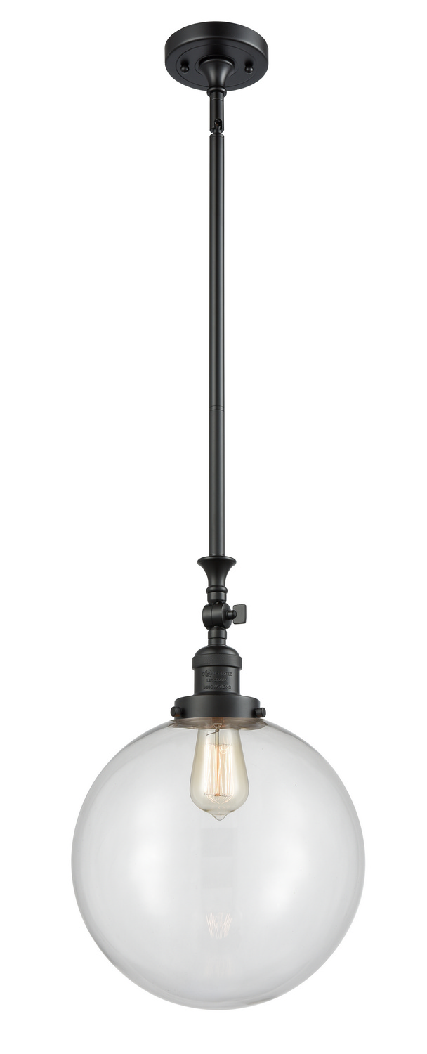 One Light Mini Pendant by Innovations - Franklin Restoration Collection, Matte Black Finish - 206-BK-G202-12