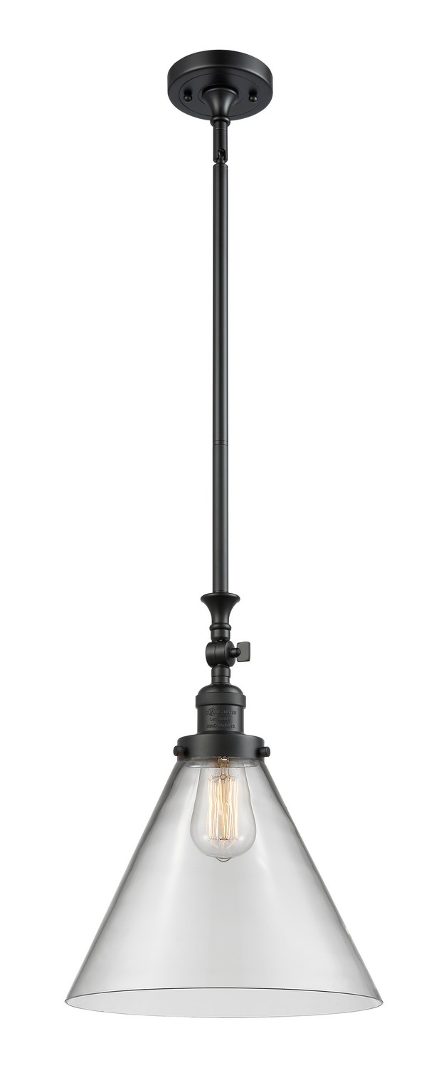 One Light Mini Pendant by Innovations - Franklin Restoration Collection, Matte Black Finish - 206-BK-G42-L
