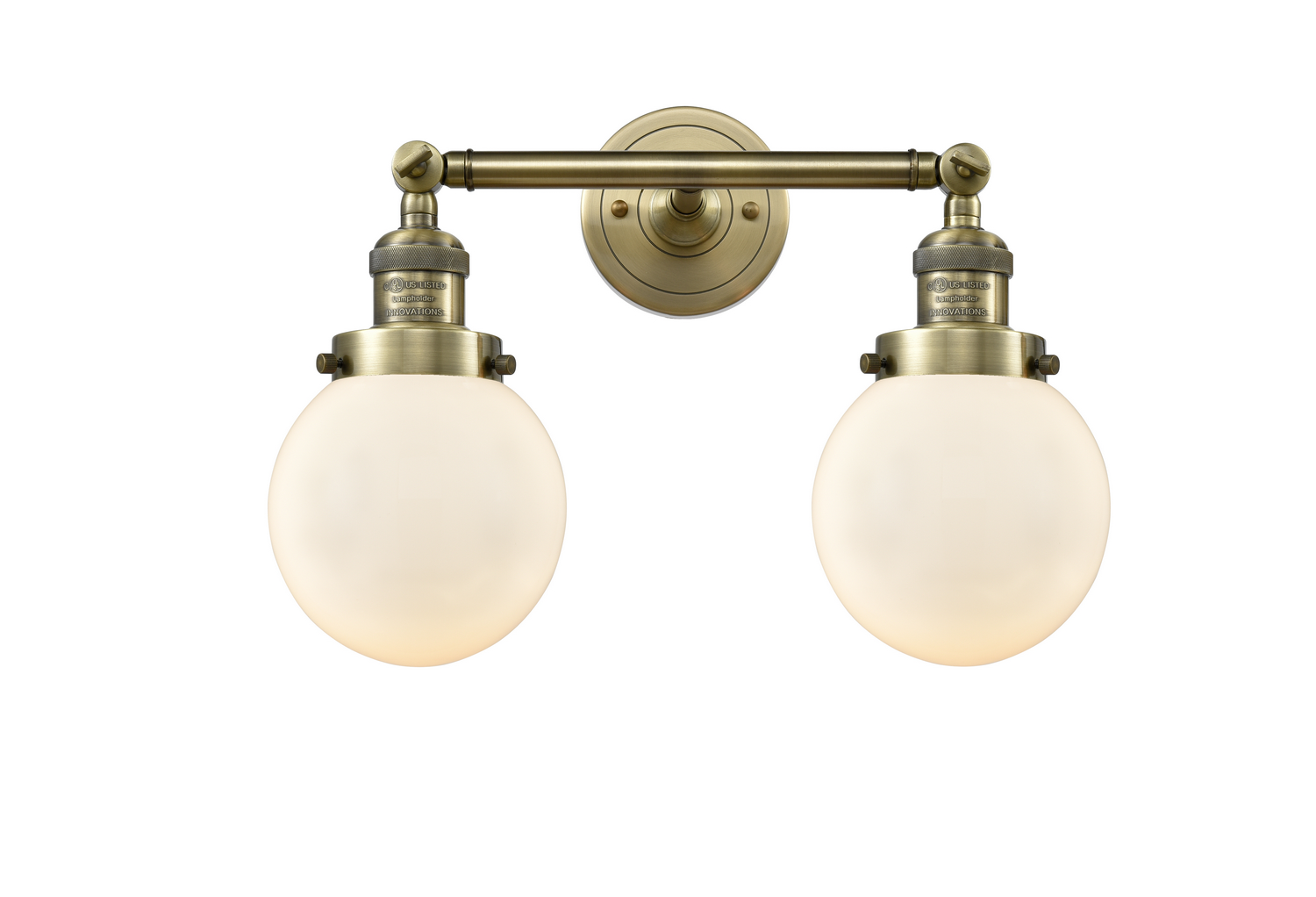LED Bath Vanity by Innovations - Franklin Restoration Collection, Antique Brass Finish - 208-AB-G201-6-LED
