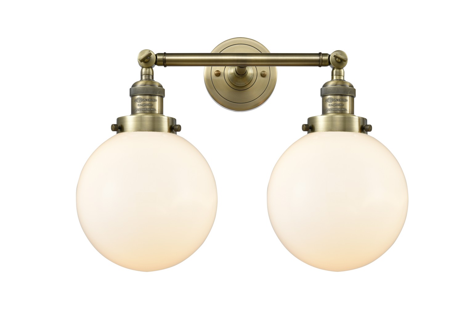 LED Bath Vanity by Innovations - Franklin Restoration Collection, Antique Brass Finish - 208-AB-G201-8-LED