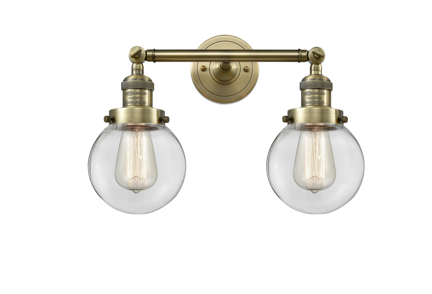 LED Bath Vanity by Innovations - Franklin Restoration Collection, Antique Brass Finish - 208-AB-G202-6-LED