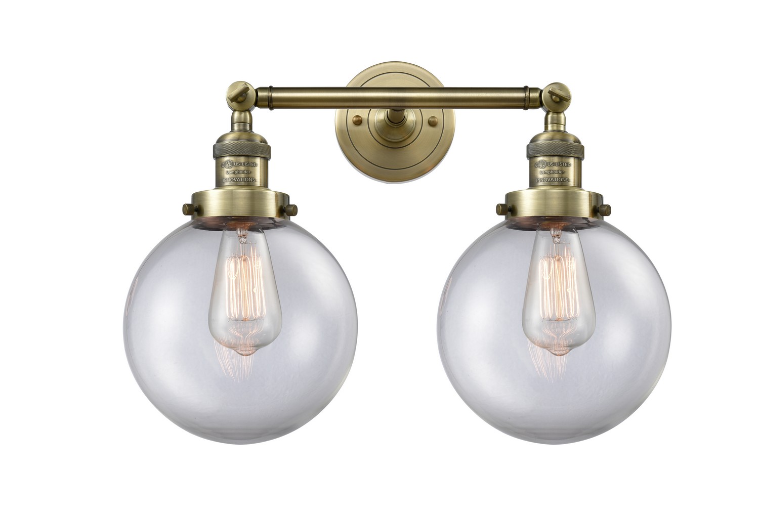LED Bath Vanity by Innovations - Franklin Restoration Collection, Antique Brass Finish - 208-AB-G202-8-LED