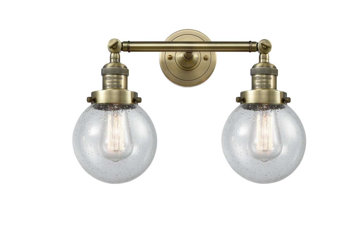 LED Bath Vanity by Innovations - Franklin Restoration Collection, Antique Brass Finish - 208-AB-G204-6-LED