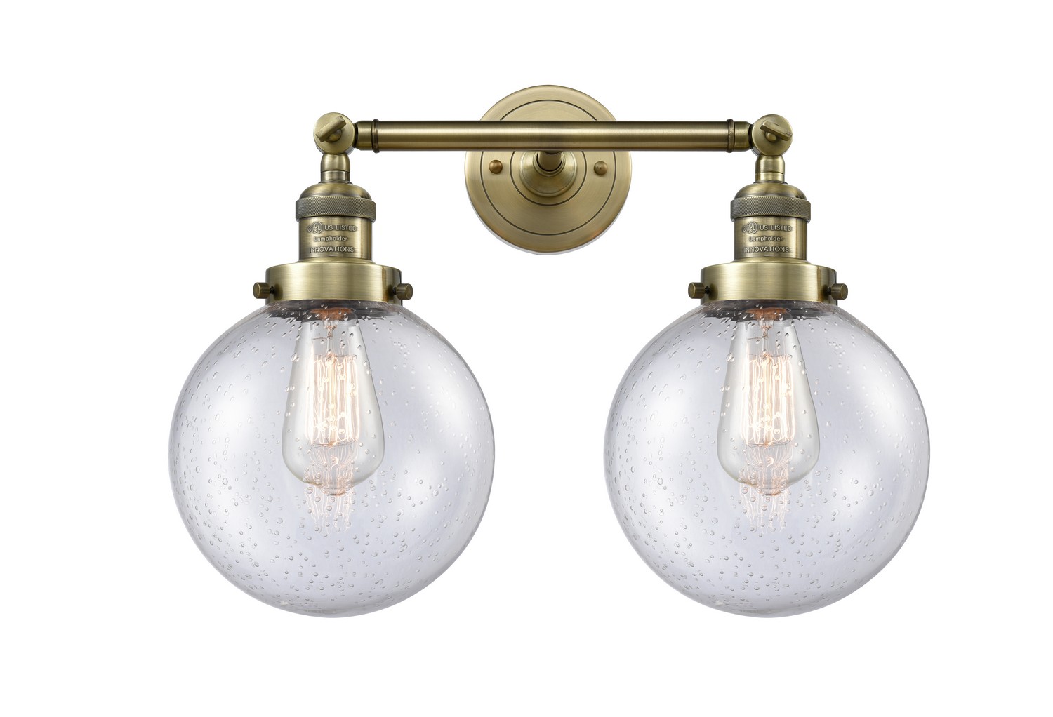 LED Bath Vanity by Innovations - Franklin Restoration Collection, Antique Brass Finish - 208-AB-G204-8-LED