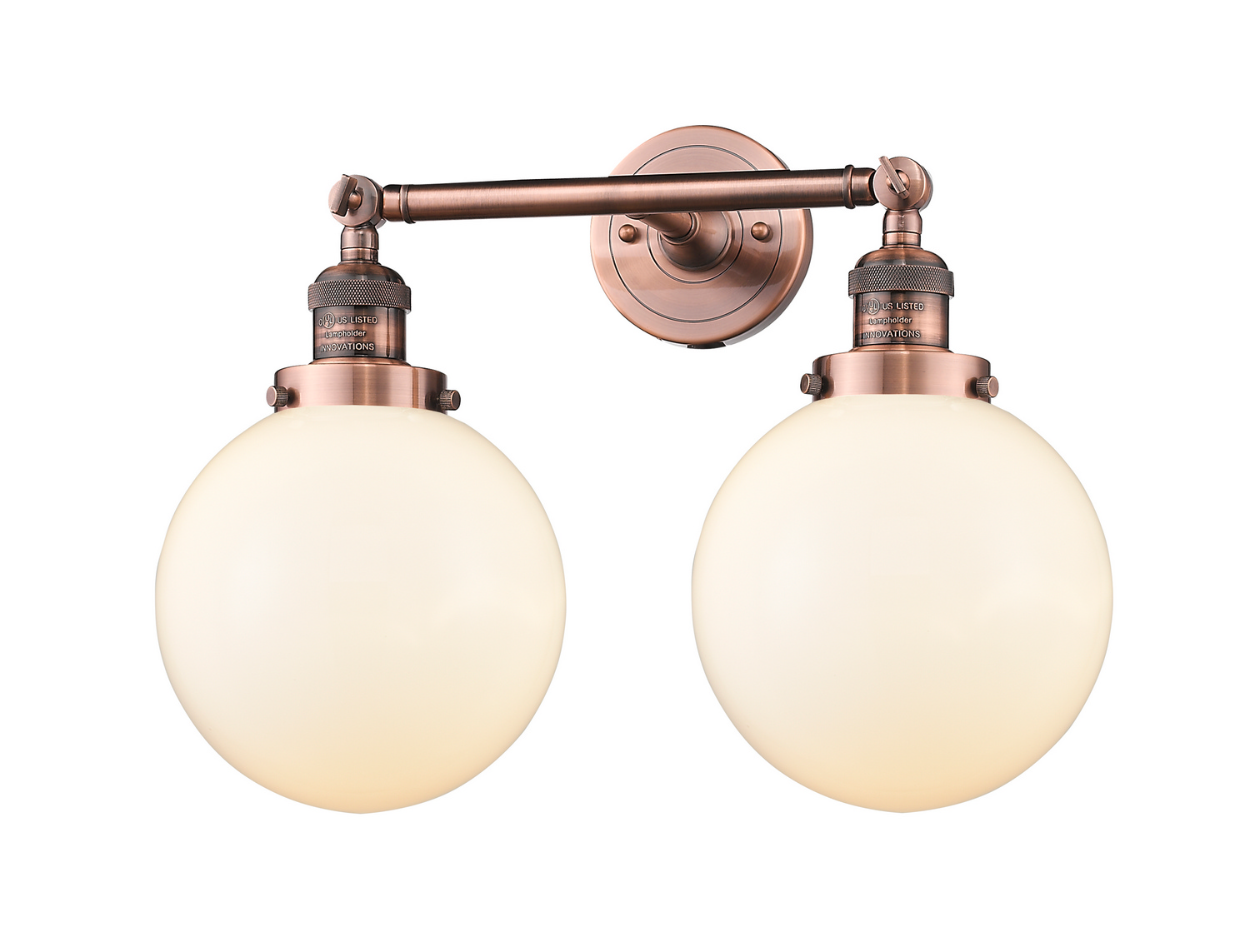 Two Light Bath Vanity by Innovations - Franklin Restoration Collection, Antique Copper Finish - 208-AC-G201-8
