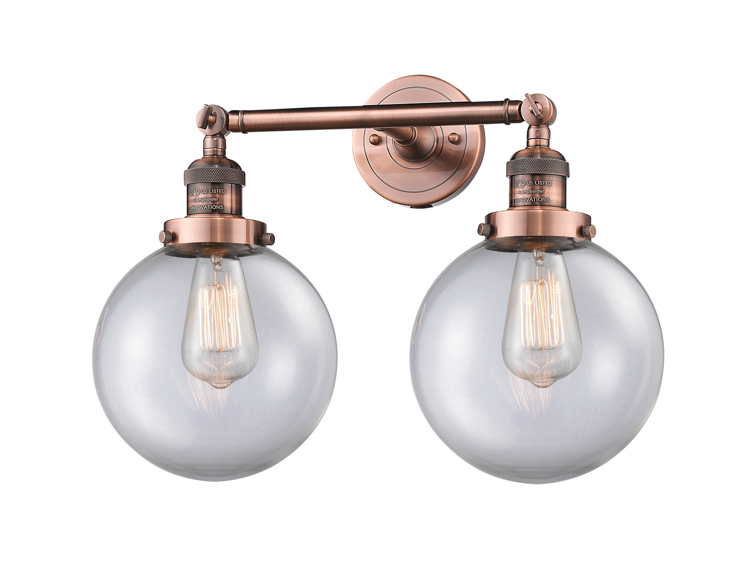 Two Light Bath Vanity by Innovations - Franklin Restoration Collection, Antique Copper Finish - 208-AC-G202-8
