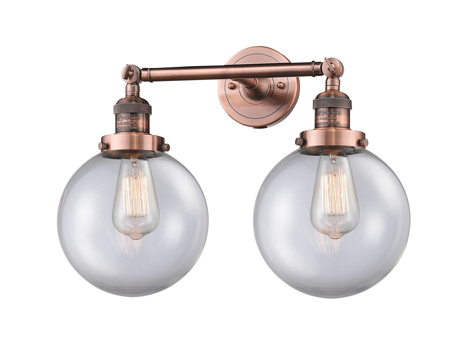 LED Bath Vanity by Innovations - Franklin Restoration Collection, Antique Copper Finish - 208-AC-G202-8-LED