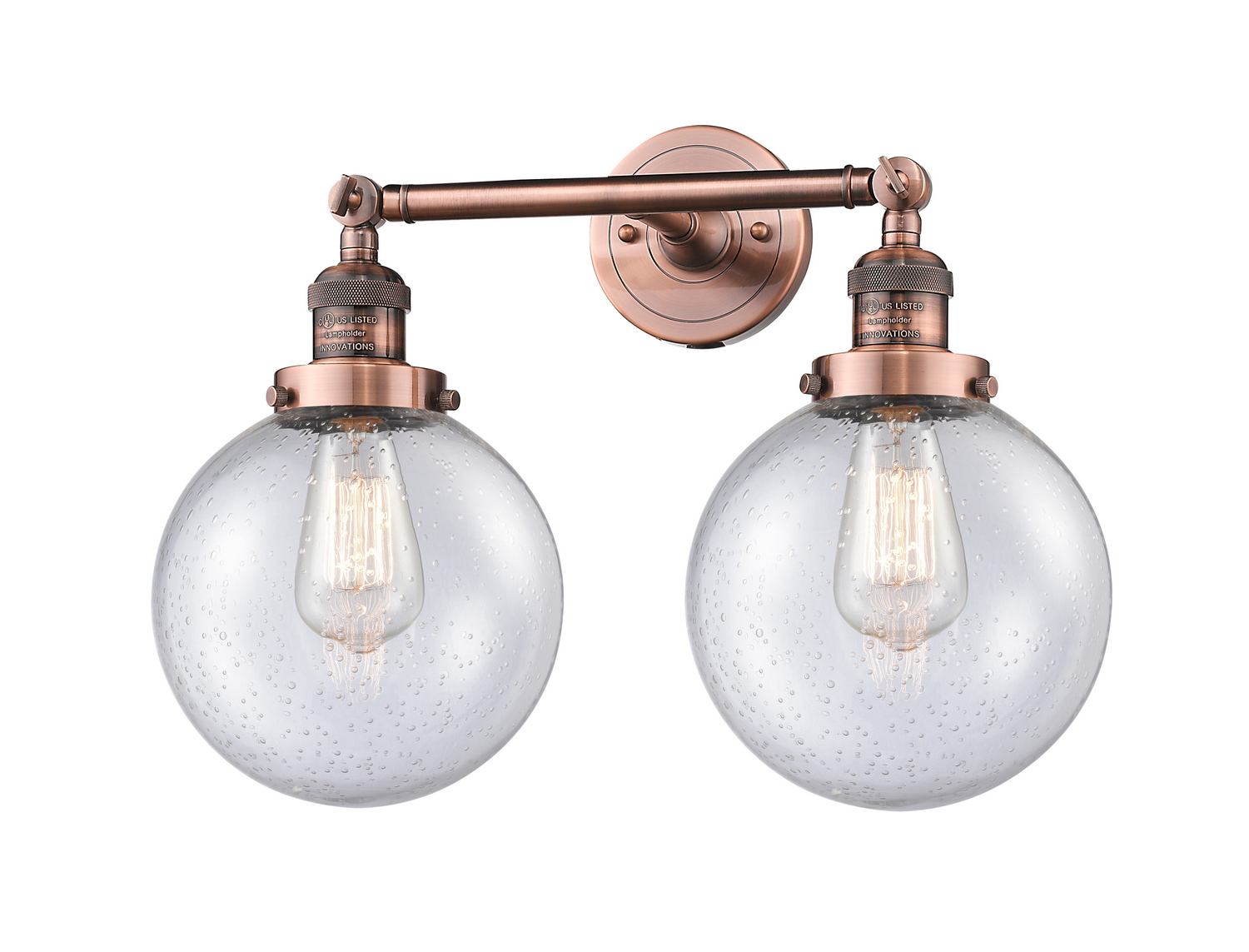 Two Light Bath Vanity by Innovations - Franklin Restoration Collection, Antique Copper Finish - 208-AC-G204-8