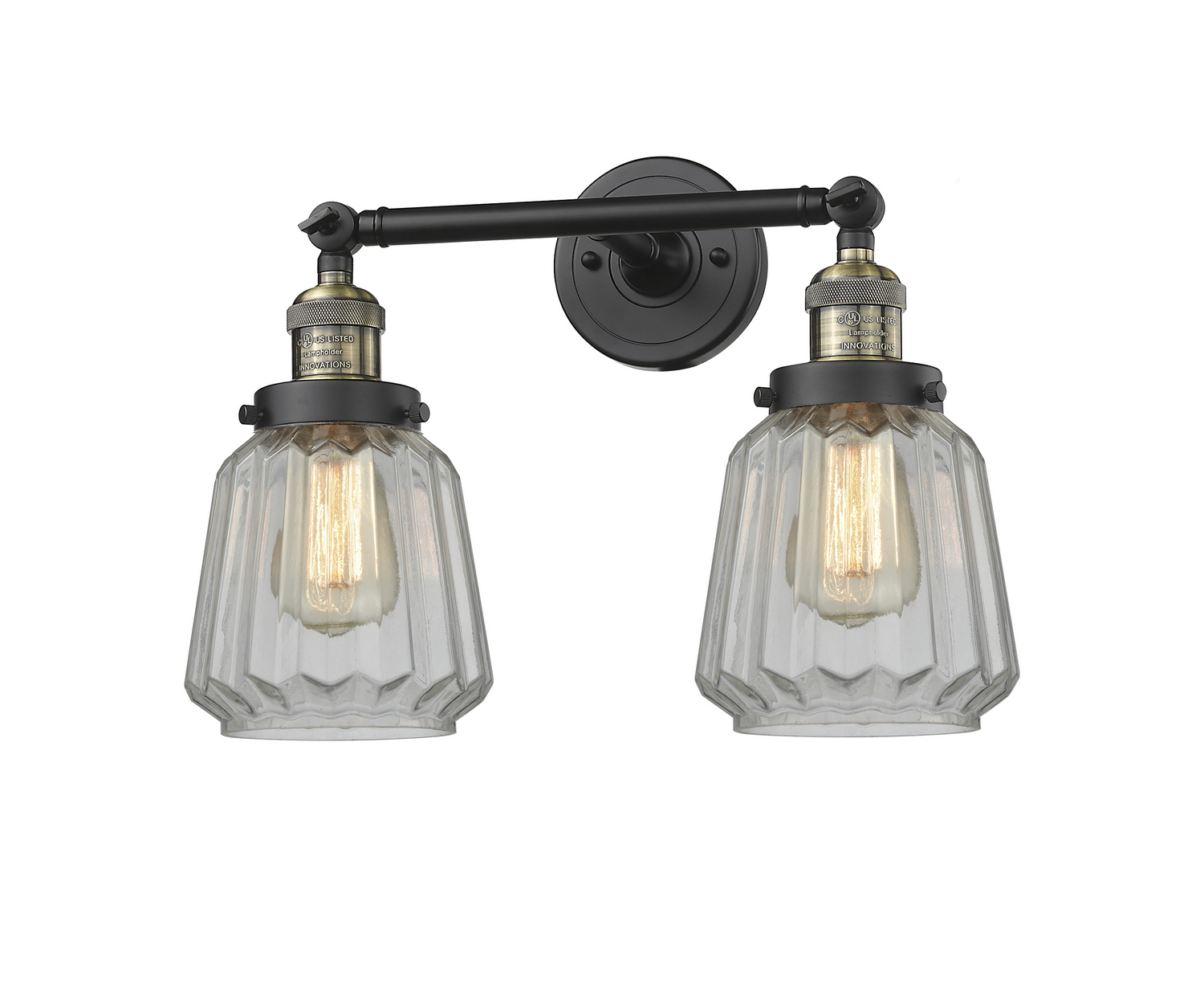 Two Light Bath Vanity by Innovations - Franklin Restoration Collection, Black Antique Brass Finish - 208-BAB-G142