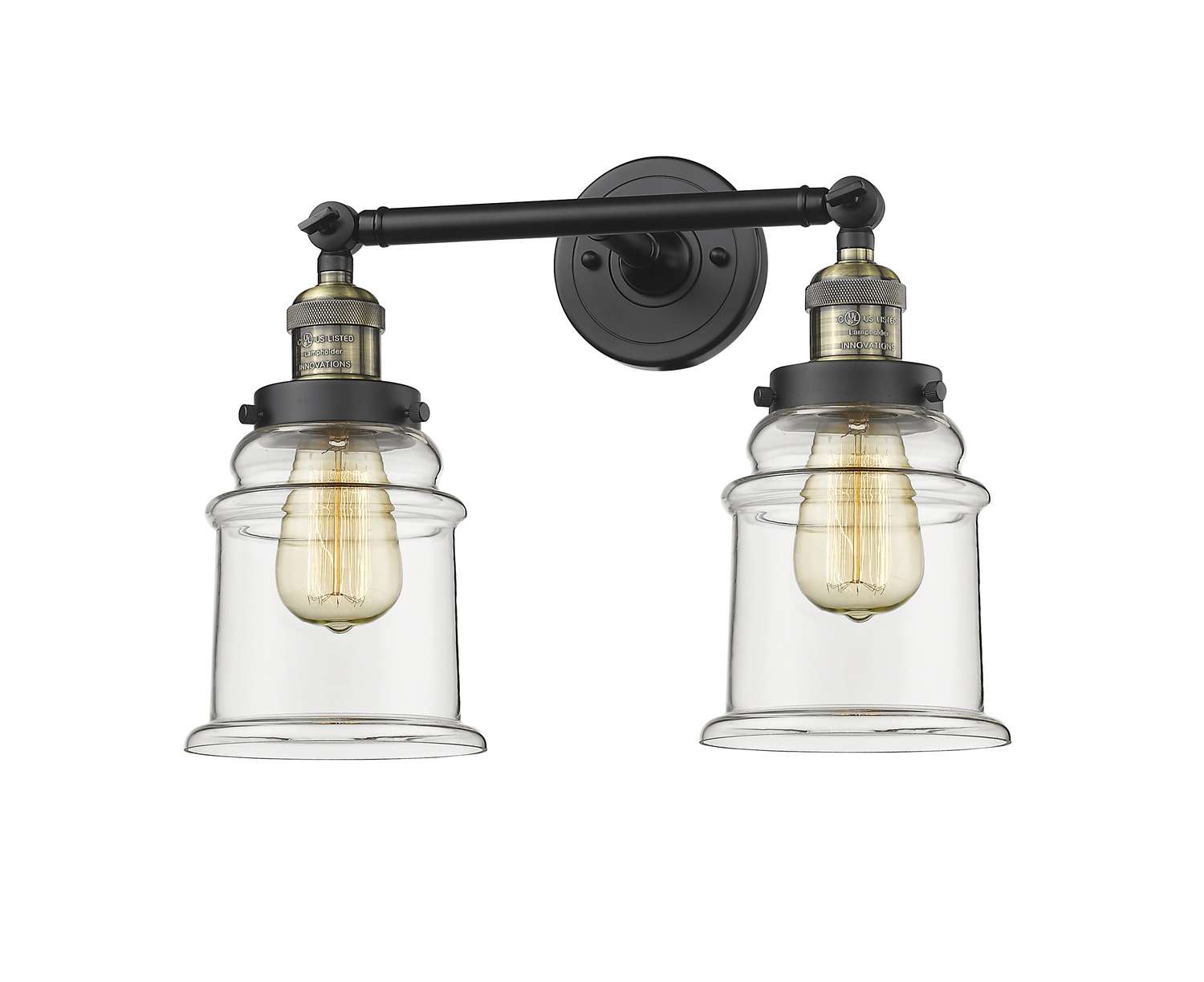 Two Light Bath Vanity by Innovations - Franklin Restoration Collection, Black Antique Brass Finish - 208-BAB-G182