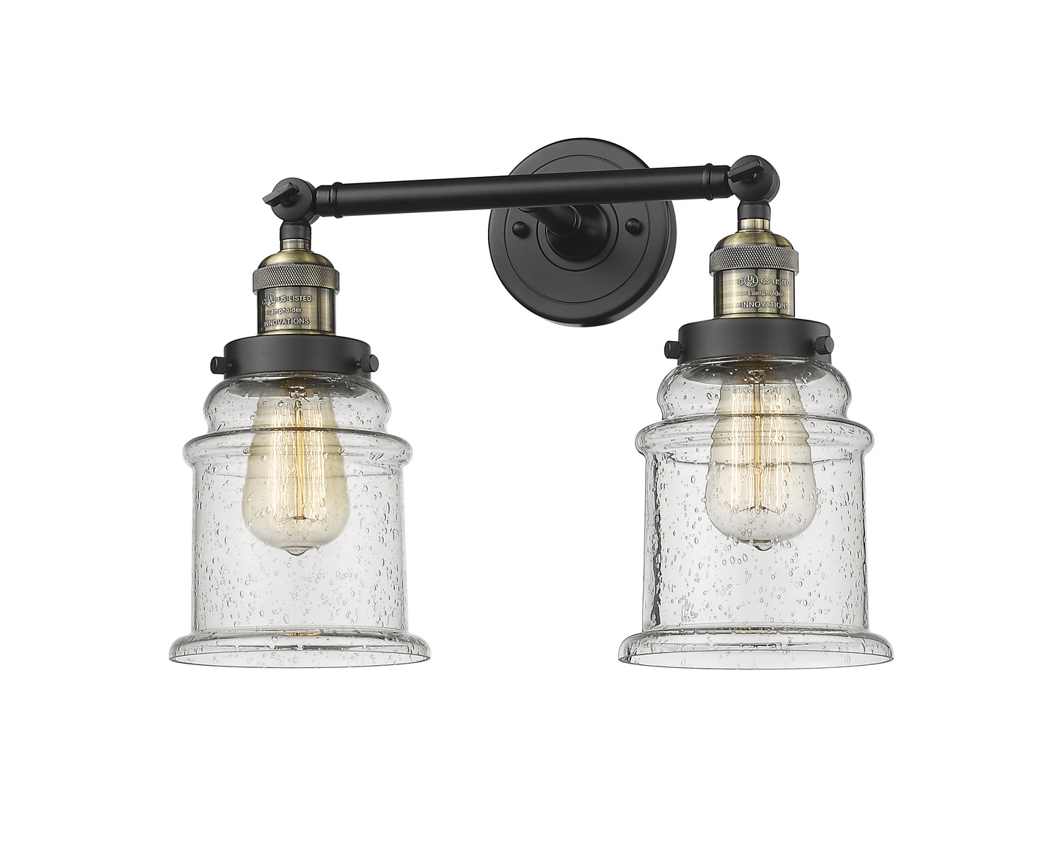 Two Light Bath Vanity by Innovations - Franklin Restoration Collection, Black Antique Brass Finish - 208-BAB-G184