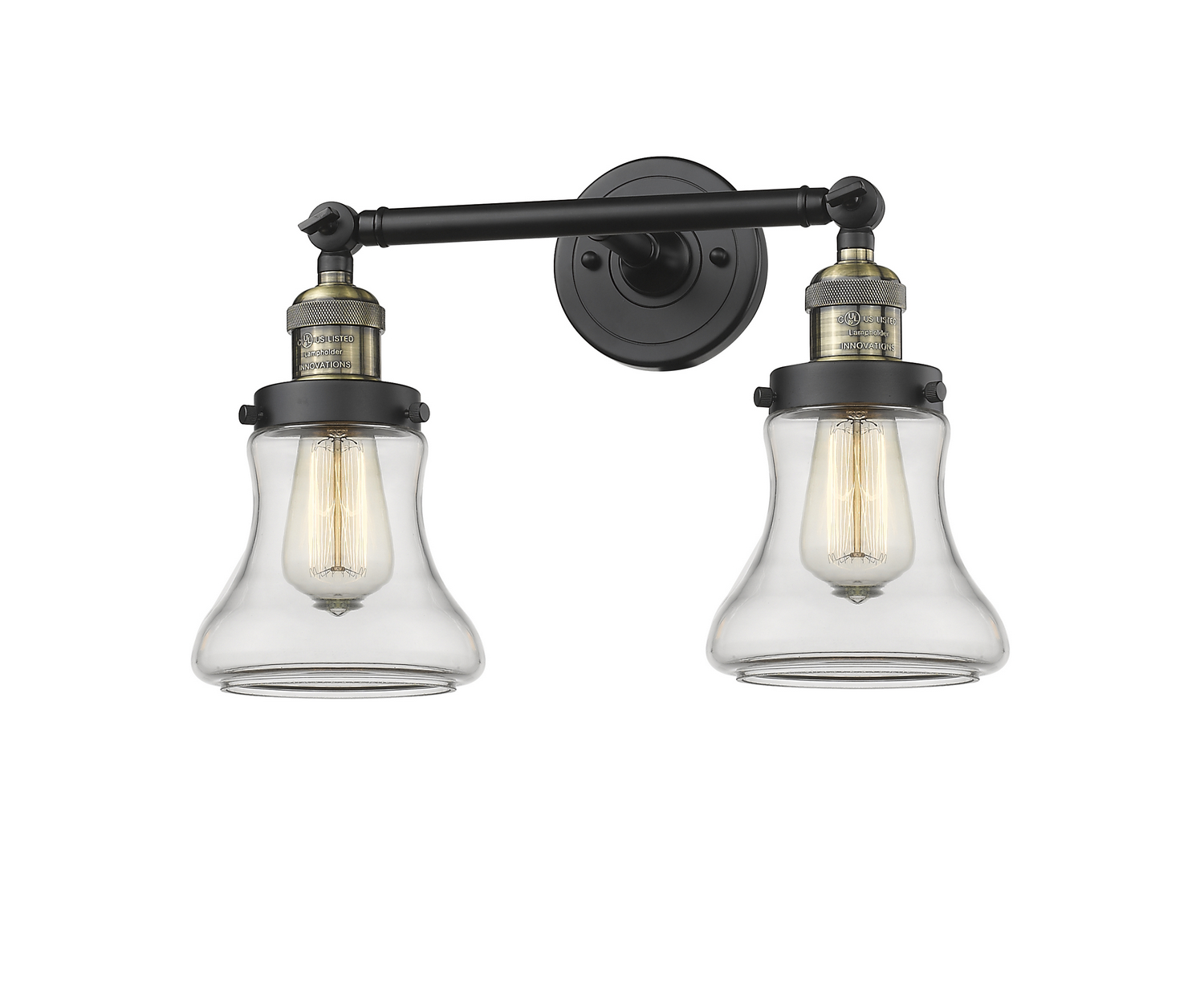 Two Light Bath Vanity by Innovations - Franklin Restoration Collection, Black Antique Brass Finish - 208-BAB-G192