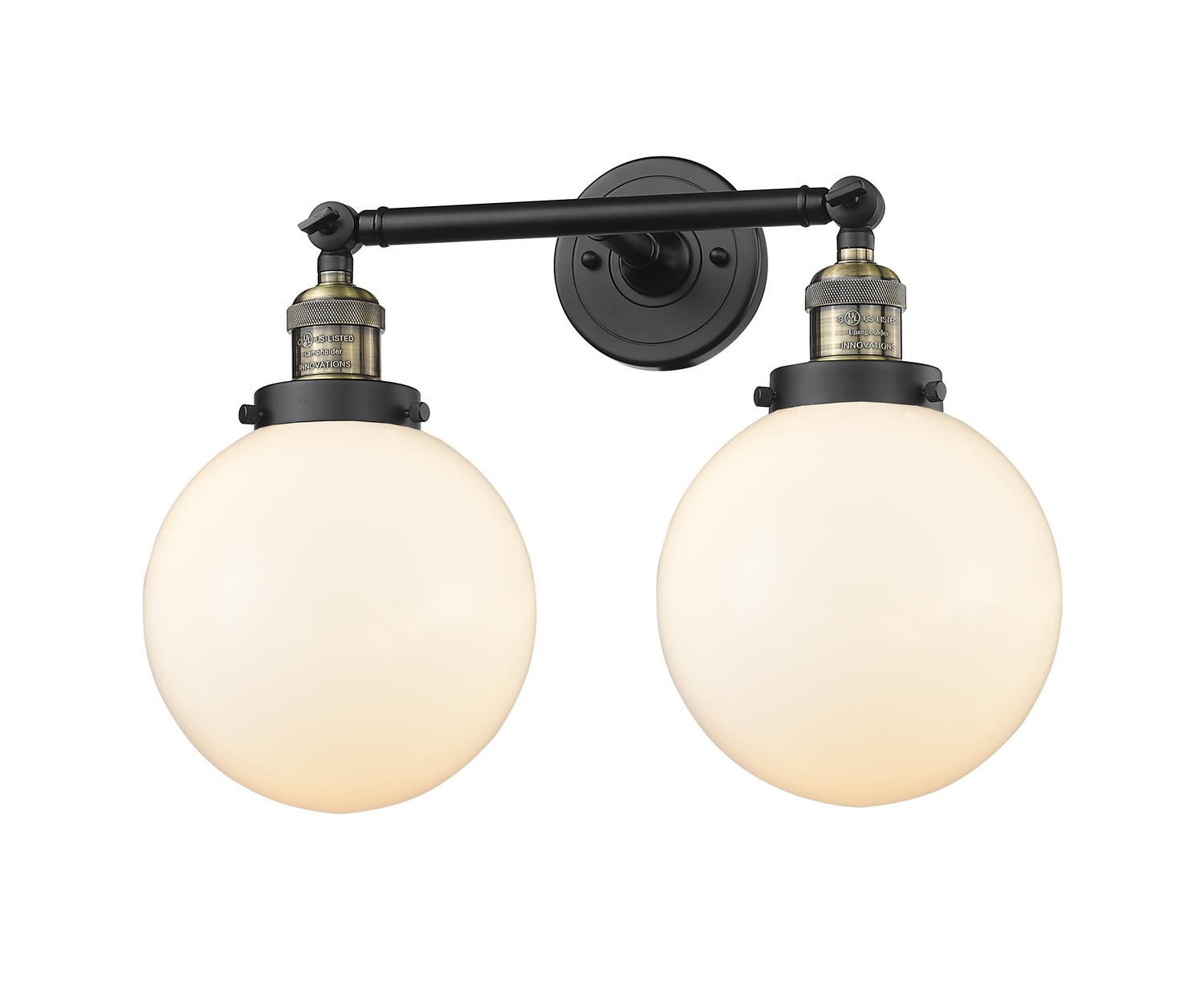 Two Light Bath Vanity by Innovations - Franklin Restoration Collection, Black Antique Brass Finish - 208-BAB-G201-8